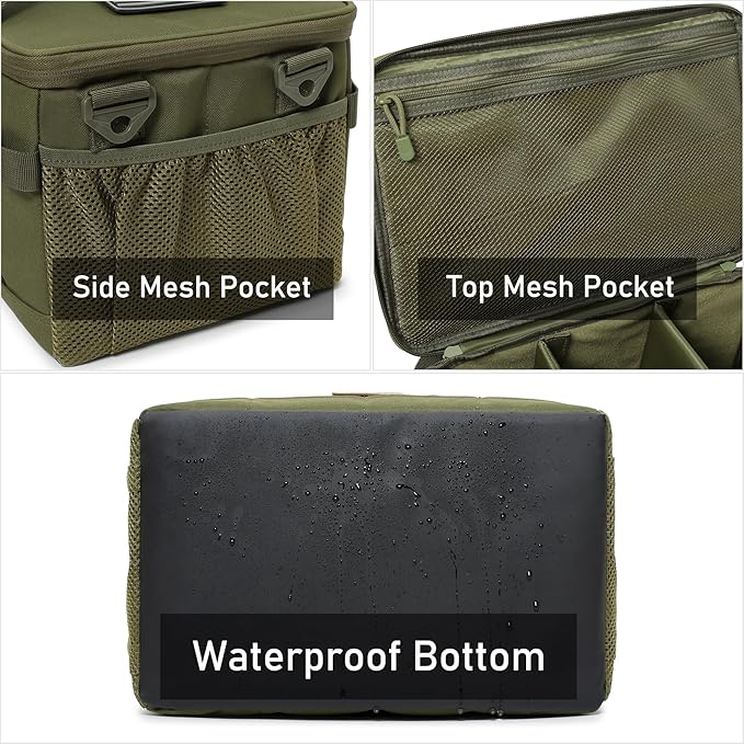 Tactical Camping Storage Bag 18L Tactical Utility Tote Bag Camping Cookware Organizer Trunk Organizer (Army Green)