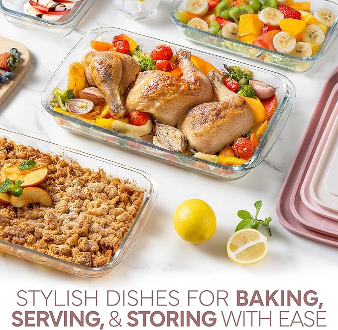 COOK WITH COLOR 8 PC. Glass Baking Dish Set with Lids