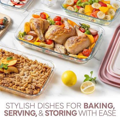 COOK WITH COLOR 8 PC. Glass Baking Dish Set with Lids