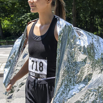 10 Pack Mylar Emergency Thermal Blankets for Survival, Thick Reusable Mylar Space Blankets Bulk 52x84 Emergency Foil Blankets for Warmth, Camping, Runners, Spa, First Responders