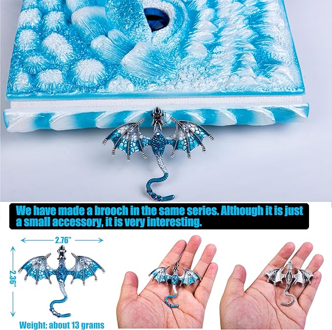 3D Dragon Eye Embossed Journal,Resin Engraving Notebook,Dnd notebook for Dragon Lovers ，Blank Paper,Hardcover Travel Notepad for Writing,Sketchbook,Collection,Gift,Decoration A4 and A5 Size (A5-Ice dragon-Lined)
