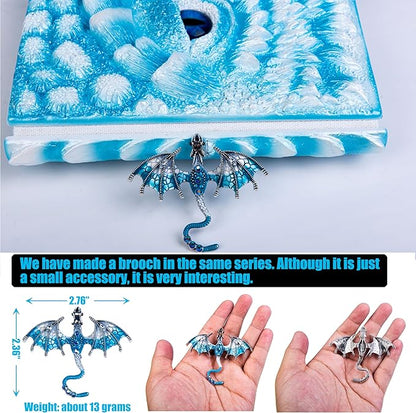 3D Dragon Eye Embossed Journal,Resin Engraving Notebook,Dnd notebook for Dragon Lovers ，Blank Paper,Hardcover Travel Notepad for Writing,Sketchbook,Collection,Gift,Decoration A4 and A5 Size (A5-Ice dragon-Lined)