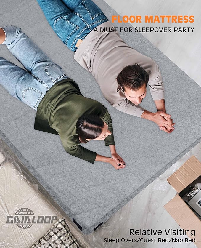3 Inch GAIALOOP Thick Memory Foam Camping Mattress Sleeping Pad [Car/Tent/Cot] Glamping Portable Floor Mat Roll Up Futon Mattress for Guests Sleepover