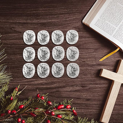 20 PCS St. Michael The Archangel Challenge Coins - Guardian Angel Coins, Saint Michael Coin for Kids, Prayer Coin with Pray for Us Inscription, San Miguel Arcangel Protection Tokens