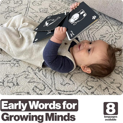 Happy Start High Contrast Baby Cards for Newborns - Black & White Cards, Water-Resistant, BPA-Free, Portable Educational Flashcards for Visual Stimulation, Award-Winning, Ages 0+ (English & Arabic)