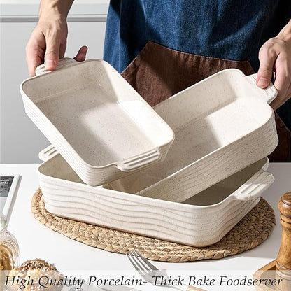Ceramic Baking Dish Set of 3, Casserole Dishes