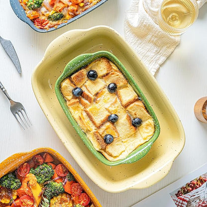 Casserole Dish Set of 3, Lasagna Pan, Ceramic Bakeware