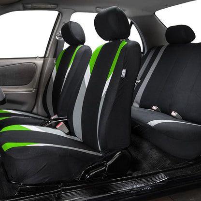 FH Group Premium Modernistic Flat Cloth Car Seat Covers – Universal Fit, Washable Seat Covers for SUV Sedan Van, Green, Full Set