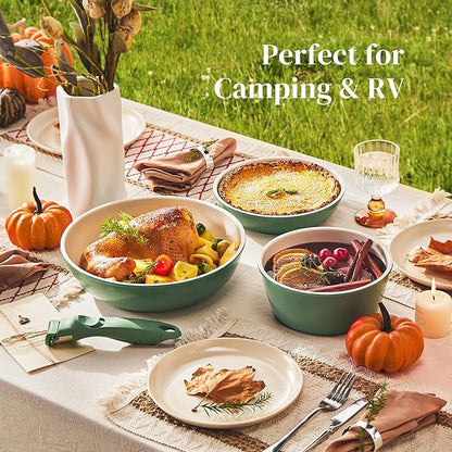 Redchef Ceramic Cookware Set, Removable Handle Pots and Pans Non-Stick