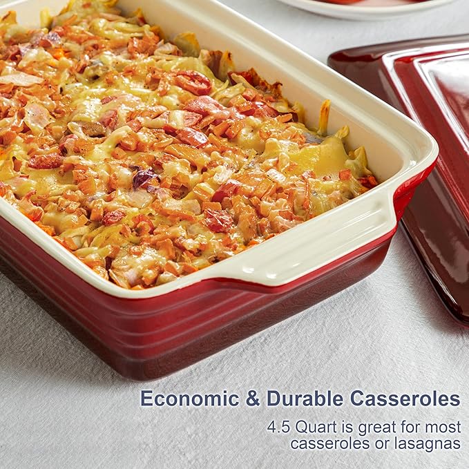LOVECASA 4.5 Quart Ceramic Casserole Dish