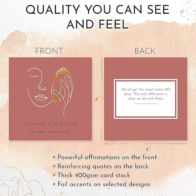 RYVE 52 Positive Affirmation Cards for Women – Mindfulness Prompts with Inspirational Quotes for Daily Motivation & Meditation – Inspirational and Daily Affirmations Cards, Inspirational Gifts