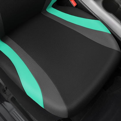 CAR PASS Line Rider Sporty Front Seat Covers,Mint Car Seat Covers Two Front Seats Only for Cute Women Girl, Airbag Compatible,Universal Fit Sedans,Cars,Vans,SUV,Truck(Black and Mint)