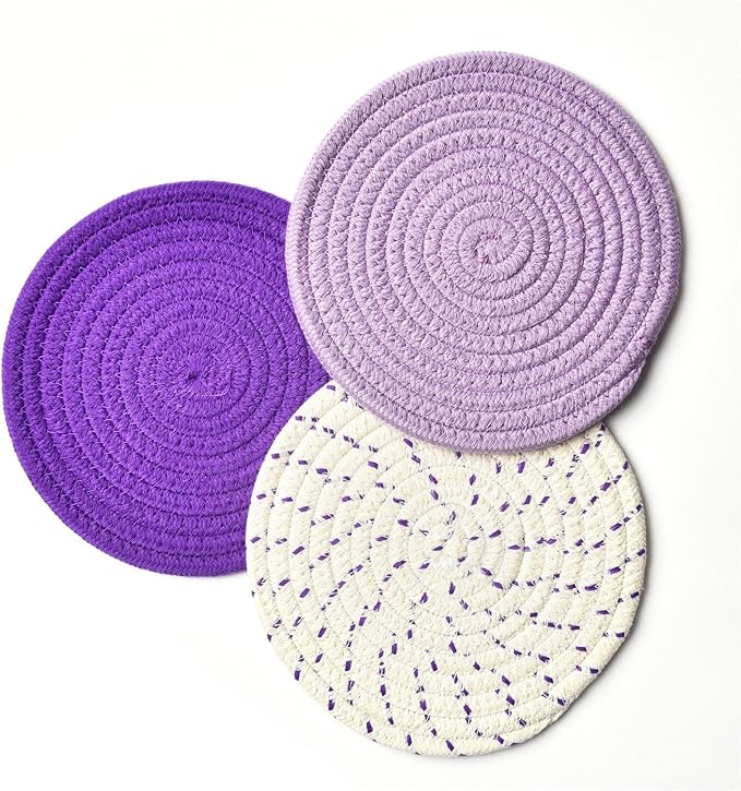 Pot Holders Set Trivets Set 100% Pure Cotton Thread Weave Hot Pot Holders Set