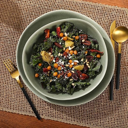 Gibson Elite Zion Mist 16 Piece Stoneware Reactive Glaze (Service for 4) Ceramic Plates and Bowls Modern Organic Dinnerware Set - Green