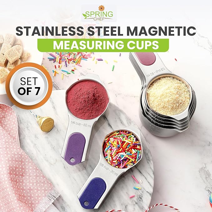 Spring Chef Magnetic Stainless Steel Measuring Cups, Kitchen Tools