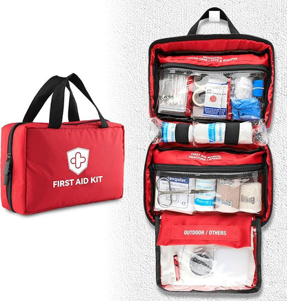Kitgo First Aid Kit with Hospital Grade Medical Supplies, 220pcs Emergency Medical Trauma Kit, Gift for Dad Husband Great for Home, Outdoors, Office, Car, Travel, Camping, Hiking, Boating
