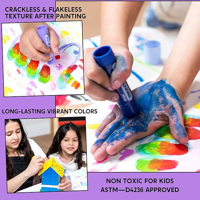 JOYIN 36 Colors Washable Tempera Paint Sticks, Art Supplies, Paint for Kids, Quick Drying and No Mess Arts Project, Gifts for Kids and Artists
