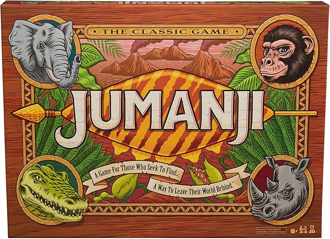 Spin Master Games, Jumanji 30th Anniversary Edition, The Classic Thrilling Adventure Family Board Game Based on The Action-Comedy Movie, Updated Jungle Challenges, 2-4 Players, for Ages 6 & Up