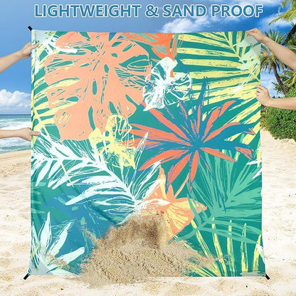 WIWIGO Beach Blanket Waterproof Sandproof Beach Mat 79" X 83"/10'x9'for 2-8