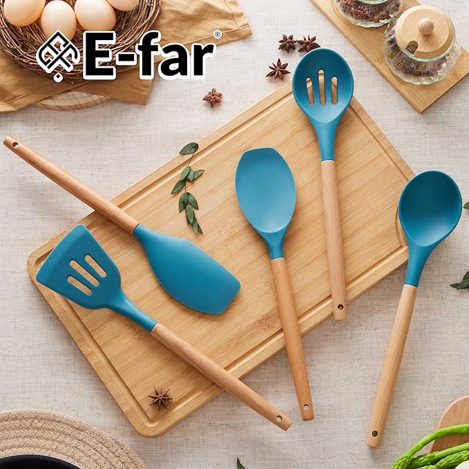 E-far Silicone Cooking Utensils Set, 5-Piece Kitchen Utensils Set