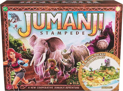 Spin Master Games, Jumanji Stampede, 3D Adventure Cooperative Board Game, for Fans of The Jumanji Movies, Face Off Against Jungle Emergencies, 2-4 Players, for Ages 8 & Up