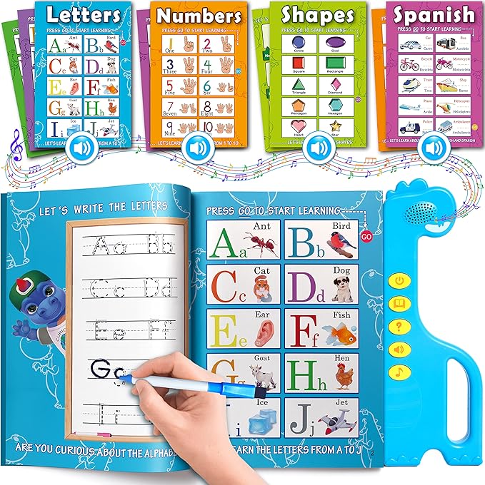 Curious 2 Learn ABC Learning for Toddlers | Learning Resources | English & Spanish Sound Book | Preschool Learning Activities | Educational Learning Toys | 4 Year Old Boy Birthday Gift