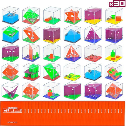 BONNYCO Brain Teaser Puzzles Cubes Kids Party Favors Pack 30 Pinata Goodie Bags Stuffers for Kids 3-5 4-8, Return Gifts for Birthday Party | Mini Puzzle Games, Classroom Prizes | Rewards Stocking