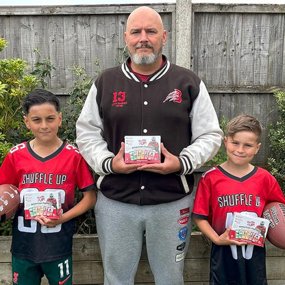 Shuffle Up American Football Card Game – Kids Outdoor Garden Games with 70+ Fun & Active Fitness Workout Cards, American Football Gifts for Boys & Girls, Fun Family Games