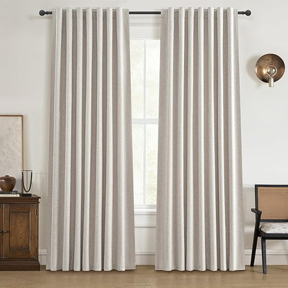 Black Out 96 Inch Long Boho Curtains 2 Panel Set, Farmhouse Curtains