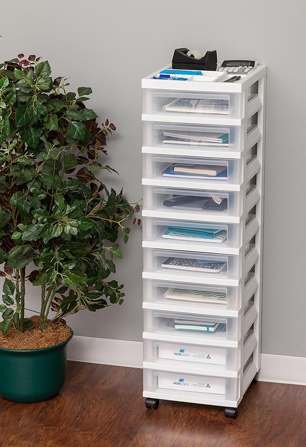 IRIS USA Plastic Drawer Storage Organizer Rolling Cart,