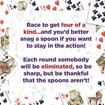 Spoons in a Case, Card Games for Kids - Spoons Game, Fun Family Games for Kids and Adults, Game Night, Travel Games, 3-6 Players, Ages 7+