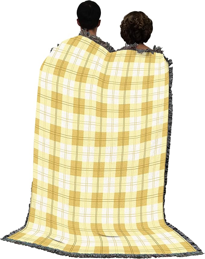 Pure Country Weavers Lemon Plaid Blanket - Gift Tapestry Throw Woven from Cotton - Made in The USA (72x54)