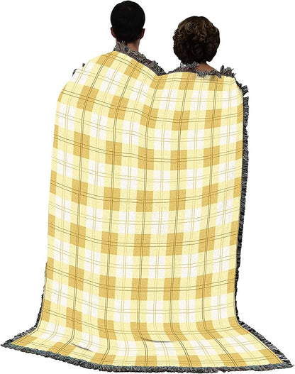 Pure Country Weavers Lemon Plaid Blanket - Gift Tapestry Throw Woven from Cotton - Made in The USA (72x54)