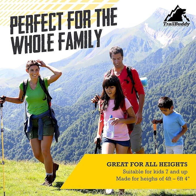 TrailBuddy Trekking Poles ??Lightweight 7075 Aluminum Hiking Poles for Women, Men & Seniors ??Collapsible Walking Sticks for Travel, Trails & Balance