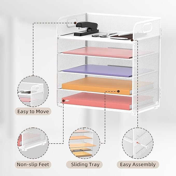 2 Pack 5-Tier White Desk Organizer