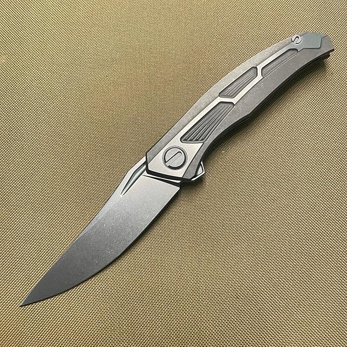 Titanium Pocket knife Customized Folding knives M390 Blade Frame lock with stonewash Titanium Handle