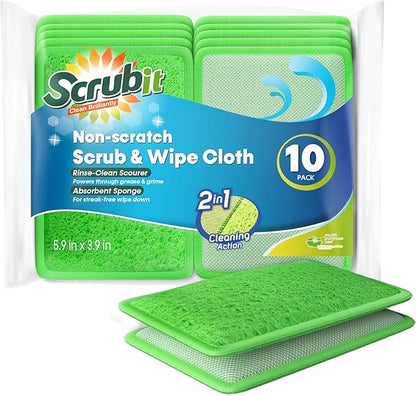 Scrub and Wipe Cleaning Pads – SCRUBIT Dual Sided Scouring Pad and Sponge