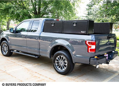 Buyers Products 1721568 Black Aluminum Diamond Tread Topsider Truck Box With Drop Door, 96x18x16 Inch, Weather Resistant, Locking Compression Latch, No Drill Install, Made in USA