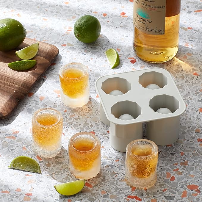 Houdini Shot Glass Ice Mold, Makes 4 Frozen Shot Glasses