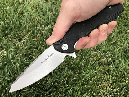 TACTICAL GEARZ Pocket Knife for EDC, G10 Handle, D2 Steel Stonewashed Blade, Includes Sheath (Zeta)