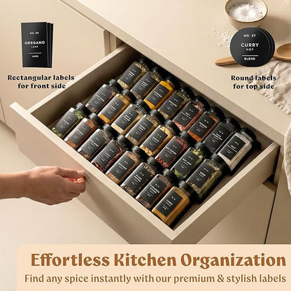 EDELHAUS Glass Spice Jars with Labels Spice Containers with 240 Labels