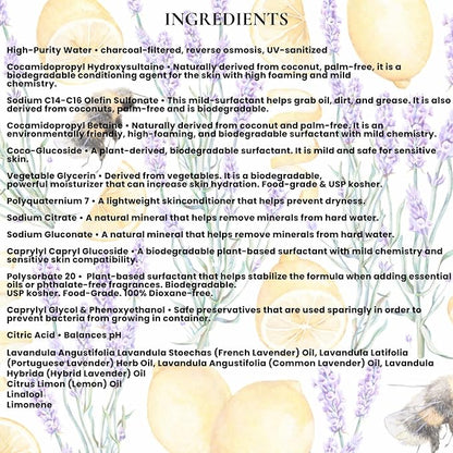 Rustic Strength Natural Dish Soap, Lavender & Lemon Scent, 16 fl oz | Plant-Based Formula, Cuts Grease, No Harsh Residue, Streak Free Clean Rinsing