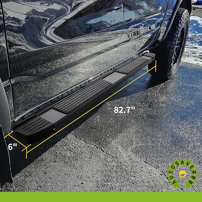 AUTOSAVER88 6 Inches Running Boards Compatible with 2019-2026 Chevy Silverado/GMC Sierra 1500 Crew Cab, 2020-2026 2500HD 3500HD, Black Stainless Steel Side Steps Nerf Bars