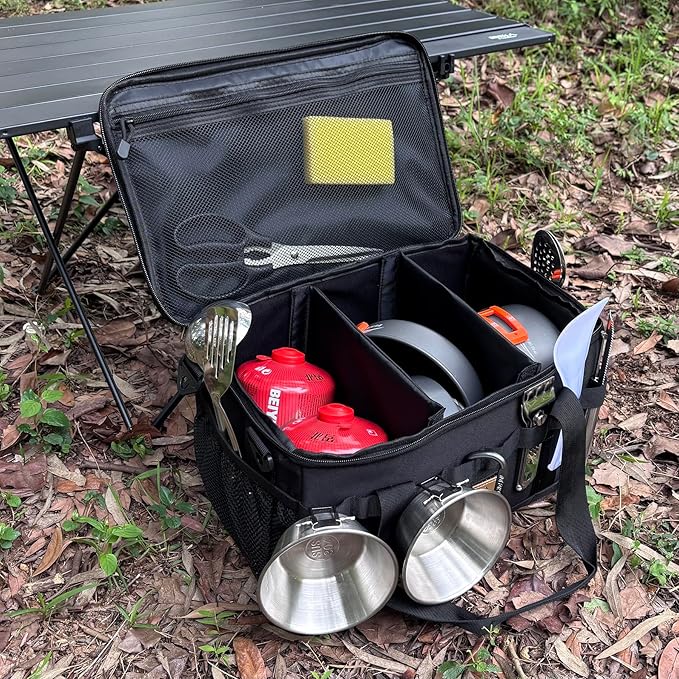 Tactical Camping Storage Bag 18L Tactical Utility Tote Bag Camping Cookware Organizer Trunk Organizer (Black)