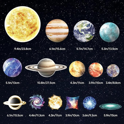 Glow in The Dark Stars and Planets for Ceiling, Glow Solar System Wall Stickers, Space Wall Decals for Kids Boys Room (Green)