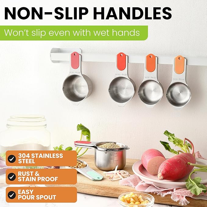 Spring Chef Magnetic Stainless Steel Measuring Cups, Kitchen Tools