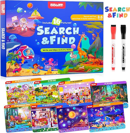 Search and Find Activity Books for Kids Ages 3-5, Toddler Travel Games Toys for Car Airplane, Road Trip Activities for Kids Games 4-8, Preschool Learning Activities, Educational Seek Birthday Gifts