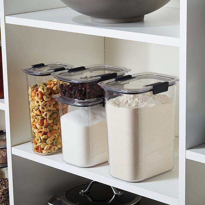 Rubbermaid Brilliance Pantry Food Storage Container Set, BPA-Free, Airtight & Leak-Proof, Clear, 8-Piece, Dishwasher Safe