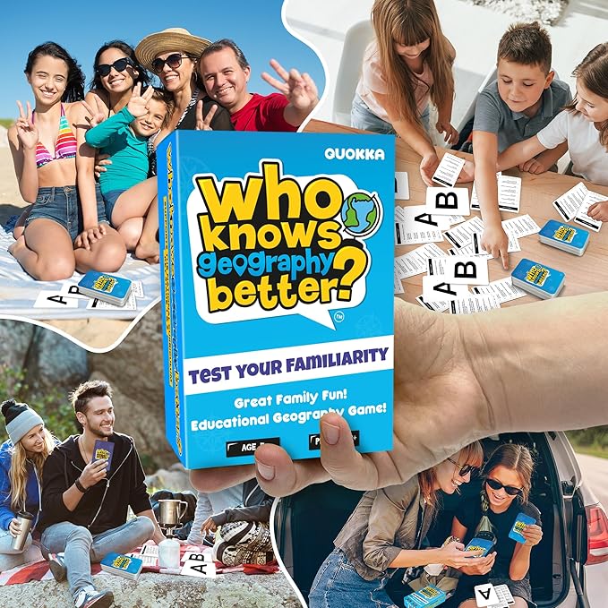 QUOKKA Who Knows Better? - Geography - Family Card Trivia Game | Fun Learning & Educational Questions for Families | Suitable for Boys & Girls