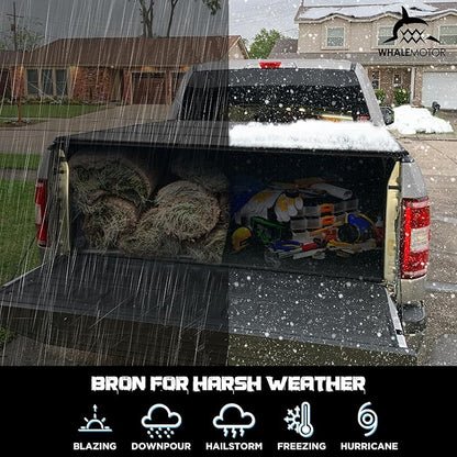 Hard Folding Truck Bed Tonneau Cover Compatible with Dodge Ram 1500(2002-2026), 2500&3500(2003-2026) 8 ft Long Box w/o Rambox, Tri Fold Style